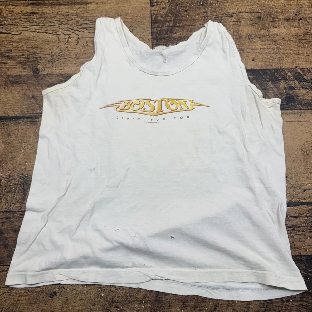 Boston Band Livin For You Graphic Tank Top White 1995 Tour Tee‎